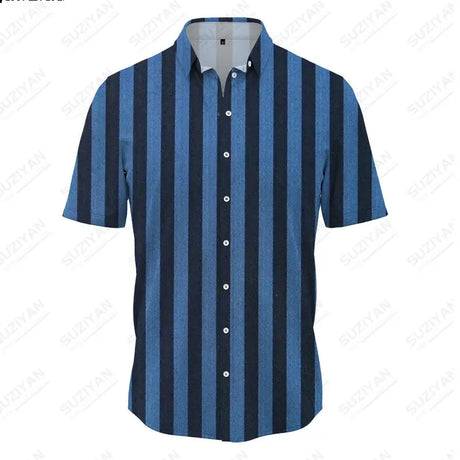 Spring And Summer New Men's Plus Size Beach Casual Dress Fashion Loose Classic Stripe Men's Polo Versatile Shirt