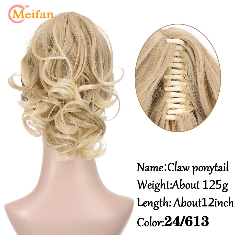 MEIFAN Long Synthetic Wavy Clip in Hair Ponytail Hair Wigs Extensions Style Claw Pony Tail Hairpiece for Women Cosplay Party