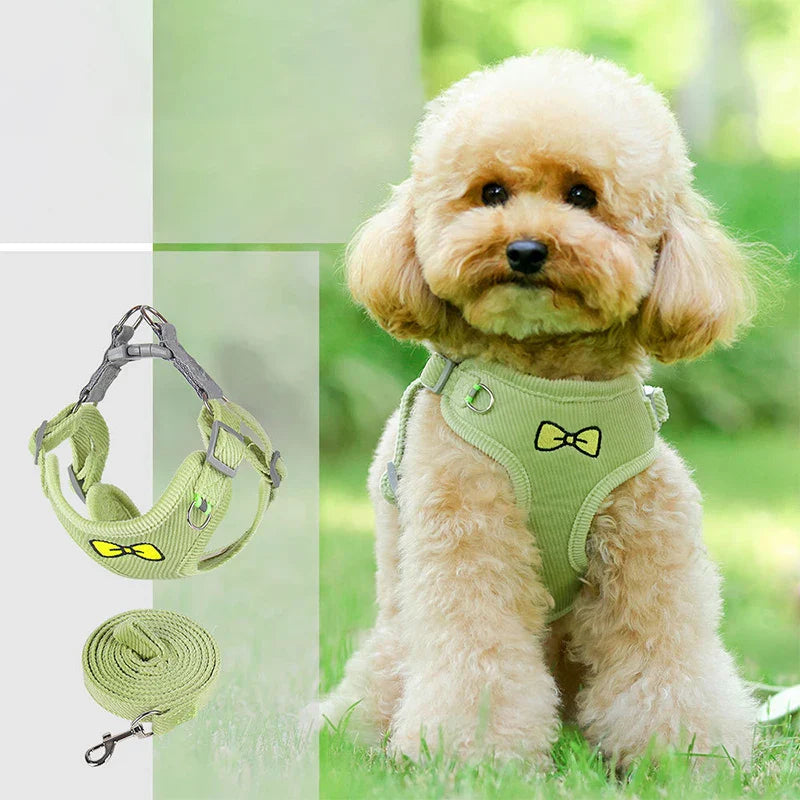 Dog Harness Dog Leash Reflective Puppy Harness Collar Adjustable Pet Harness Vest For Small Dogs Outdoor Walking Dog Accessories