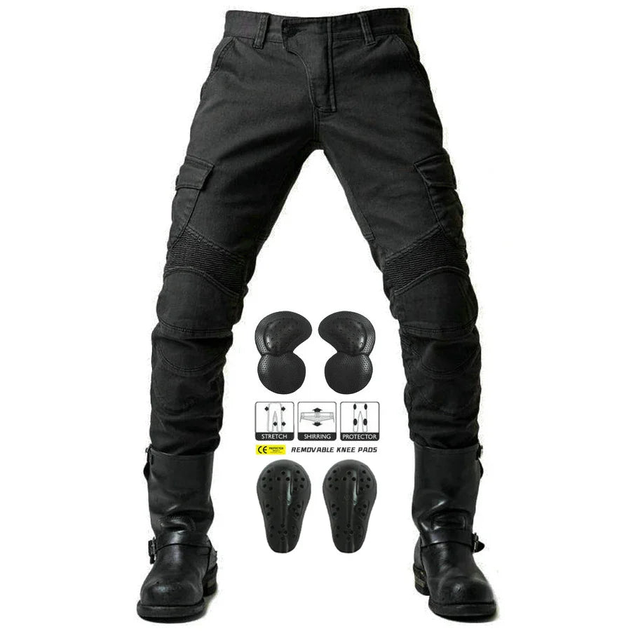 2024 New Motorcycle Black Men Jeans Upgrade Extension Protector Detachable Racing Road Rider Four Seasons Casual Fashion Pants