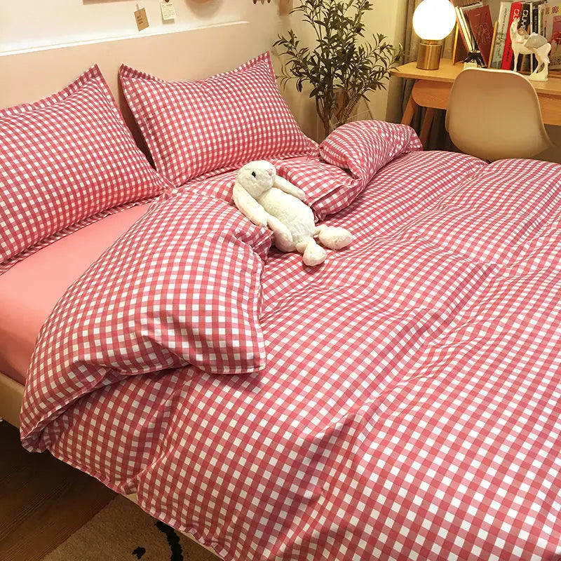 European Ins Floral Brushed Home Bedding Set Simple Soft Duvet Cover Set With Sheet Comforter Covers Pillowcases Bed Linen