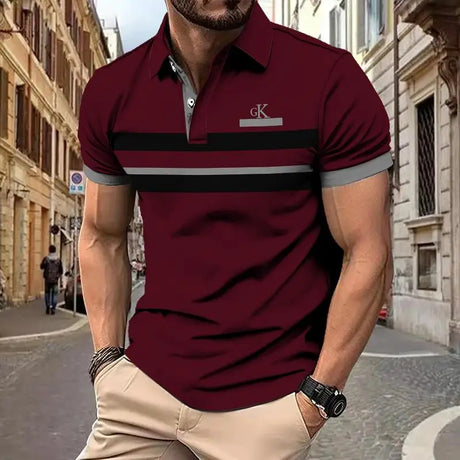 Striped Polo Shirt Men Polo Shirt Short Sleeve Top Casual Business Polo Shirt Men's Summer Clothing Quick Dry Fashion Polo Shirt