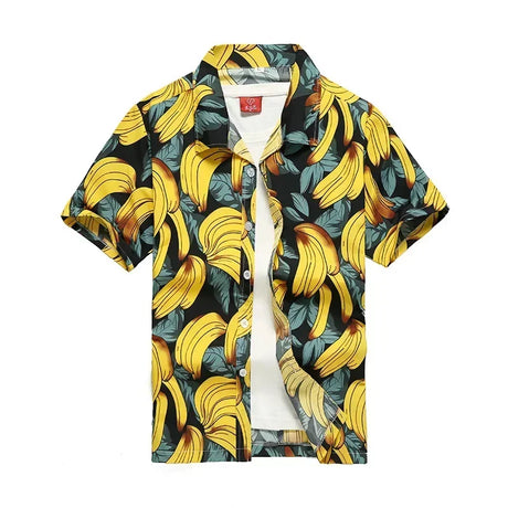 26 Colors Summer Fashion Mens Hawaiian Shirts Short Sleeve Button Coconut Tree Print Casual Beach Aloha Shirt Plus Size 5XL