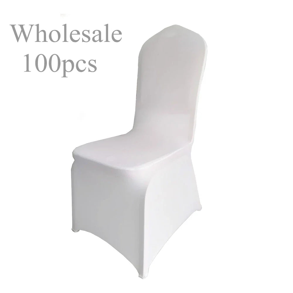 100/200pcs  White Wedding Chair Cover Polyester Spandex for Hotel Banquet Conference Celebration Exhibition