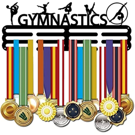 Gymnastics Medal Display Hanger 5 Artistic Figure Gymnastics Sports Medal Holder Iron Medals Display Rack Wall Mounted Multiple