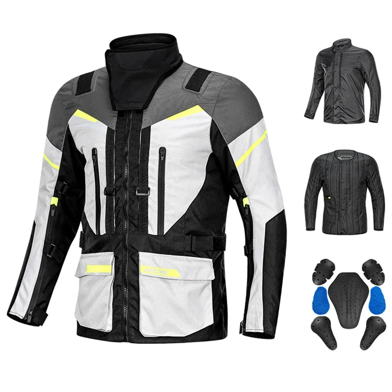 New Motorcycle Jacket Pant Suit Waterproof Cold-proof Motorbike Jacket Moto Motocross Riding Clothing CE Protective Gear