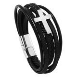 Trendy  Leather Bracelets Men Stainless Steel Multilayer Braided Rope Bracelets For Male Bracelets Jewelry Pulsera Hombre