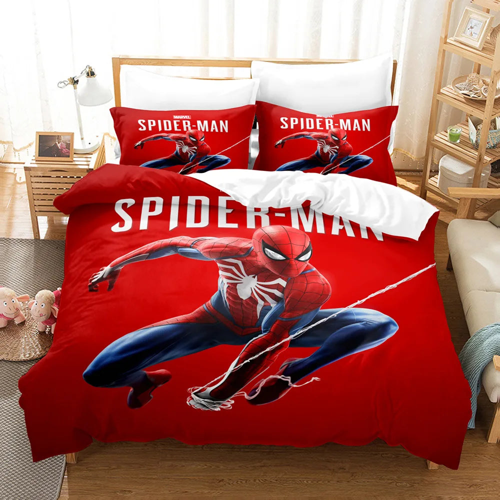 Disney Marvel Cartoon Bedding Set Quilt Spiderman Duvet Cover Comforter Bedclothes Children Kid Boy Bed Birthday Gift