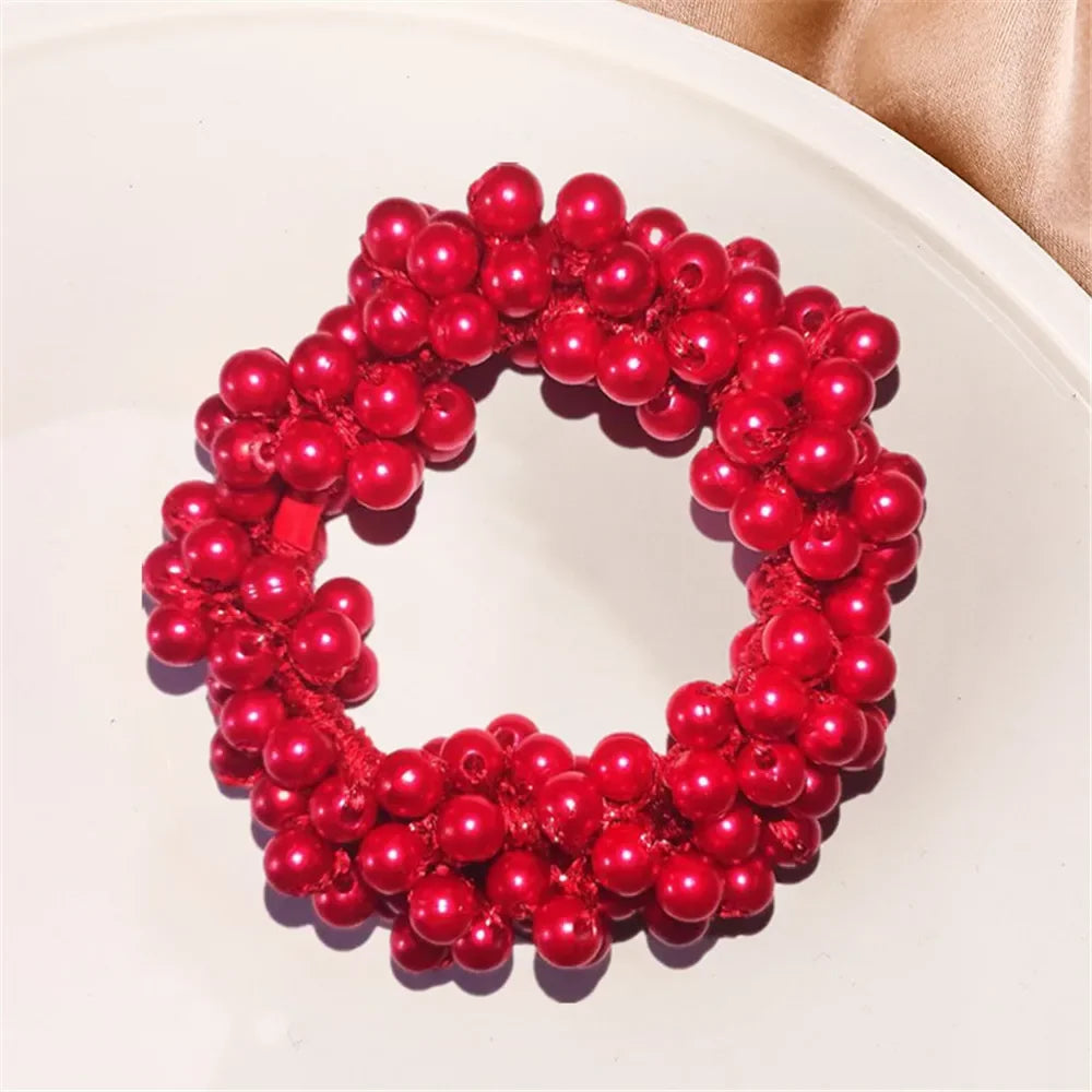 1pc Women Crystal Pearls Hair Rope Handmade Elastic Beaded Ponytail Holders Hair Ties For Women And Girls Hair Accessories