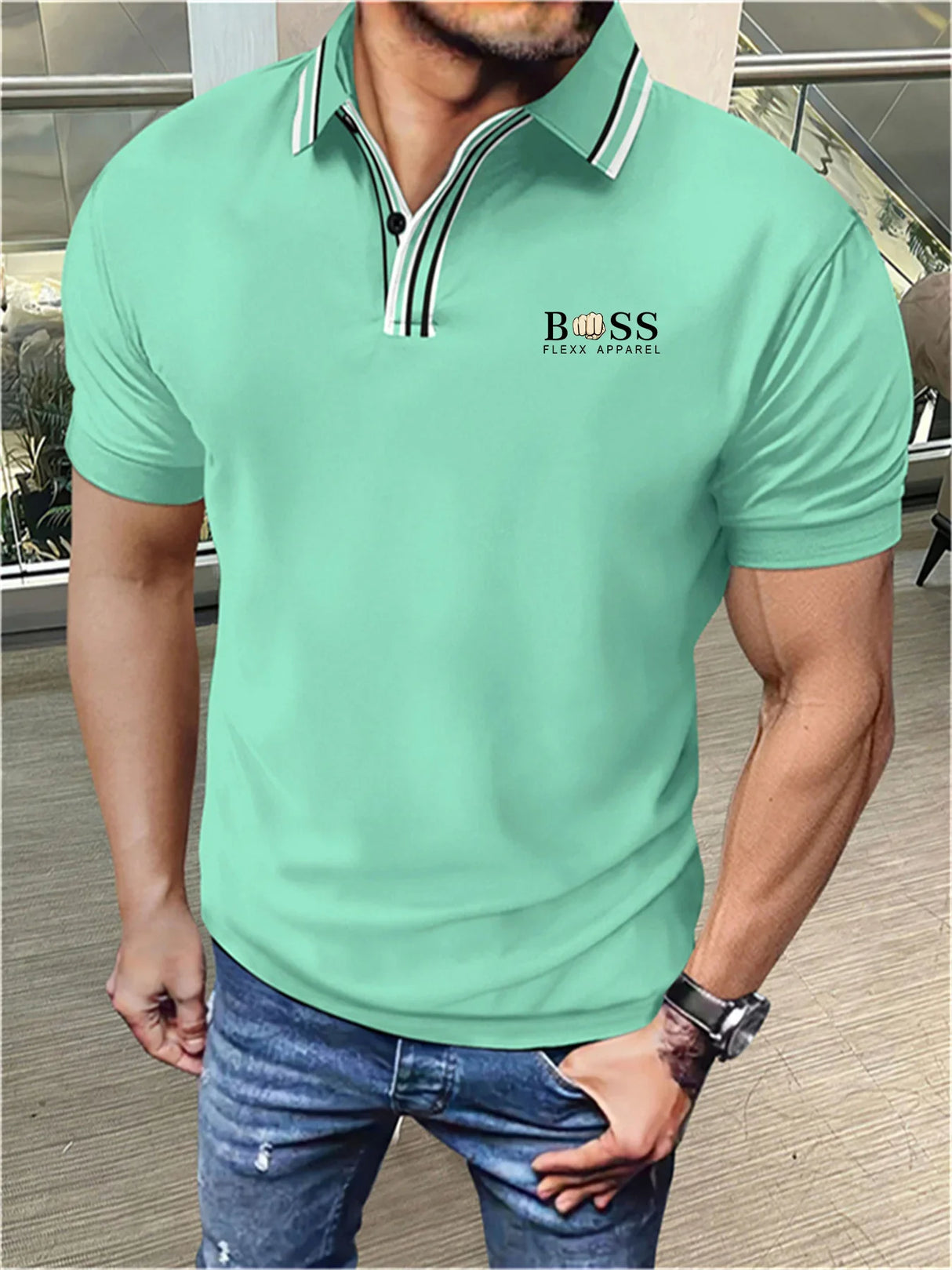 Autumn And Winter New Men's POLO Shirt Double-layer Standing Collar Shirt Long-sleeved Sports Polo Shirt High Quality Shirt