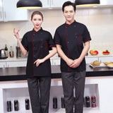 Short Sleeve Restaurant Chef Kitchen Work Uniforms Double Breasted Sushi Bakery Cafe Waiter Catering Food Service Jackets Aprons