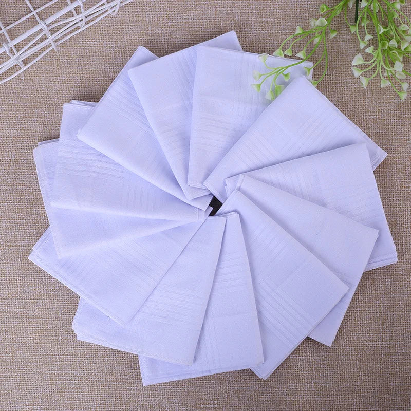 1pcs Mens White Handkerchiefs 100% Cotton Square Super Soft Washable Hanky Chest Towel Pocket Square 40x40cm