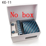 Luxury Tie Set Gift Box For Men Wedding Jacquard Necktie Square Clip Cufflinks Handkerchief Brezo Pour Teal Tie