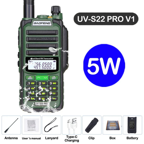 Baofeng UV S22 PRO V2 IP68 Walkie Talkie Waterproof Dual Band 136-174/400-520MHz Ham Radio Upgraded Of UV9R UV5R Pro 50KM Range