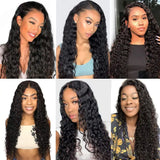 Water Wave Human Hair Bundles With 4x4 Lace Closure Peruvian Hair Curly Wavy Bundles Extensions With Lace Closure For Women