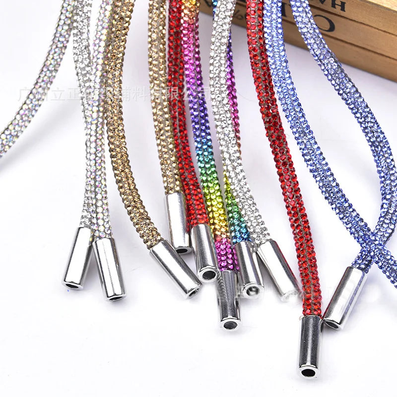 1Pcs Women Rhinestone Shoelaces Diamond Shoe Lace Sneakers Laces Shoes DIY Strings Round Shoelace 100/120/140/160CM