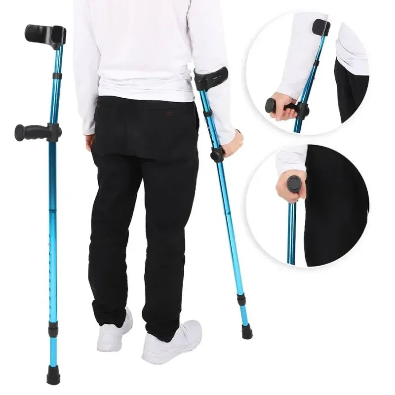 Adjustable Telescopic Underarm Cane Crutch Crutches Aluminum Alloy for Disabled Seniors Elderly Portable Folding Walking Stick O