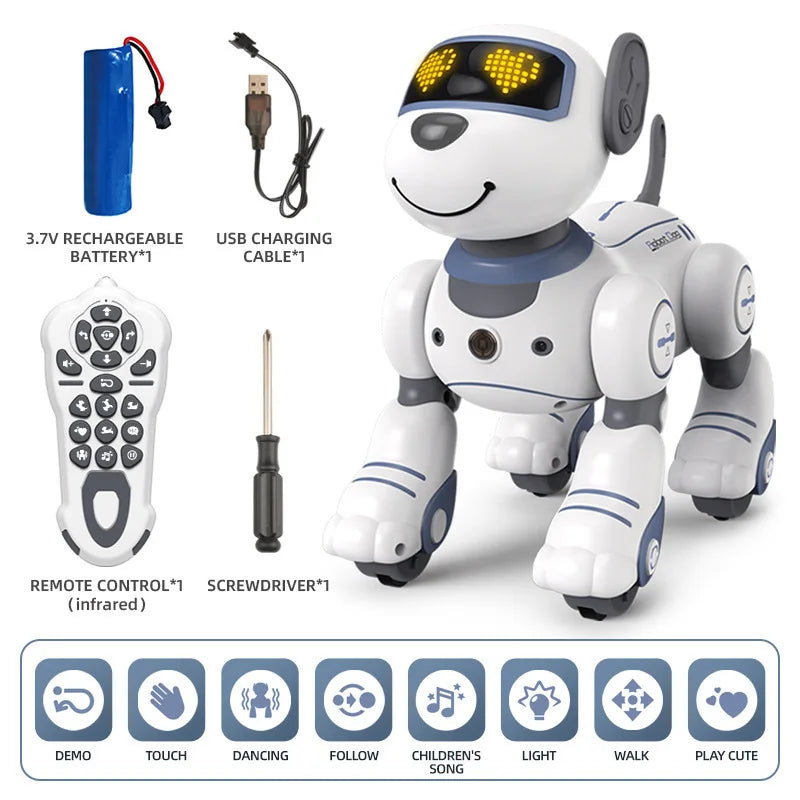 Programming Remote Control Dog Robots Toys Kids Girls Music Dancing Robotic Children Simulation RC Animals Boys Puzzle Smart Pet