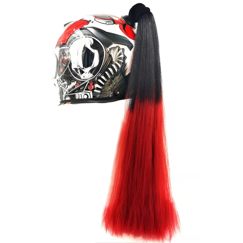 New 24" Punk Style Motorcycle Helmet Braids Bike Gradient Ramp Twist Sucker Removable Braid Pigtail Ponytail Motocross Racing