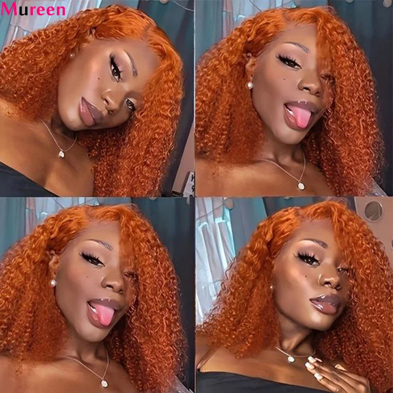 Ginger Orange Bob Wig Glueless Deep Wave Wigs Human Hair 4x4 Lace Closure Wig Water Wave HD Lace Front Human Hair Wigs For Women