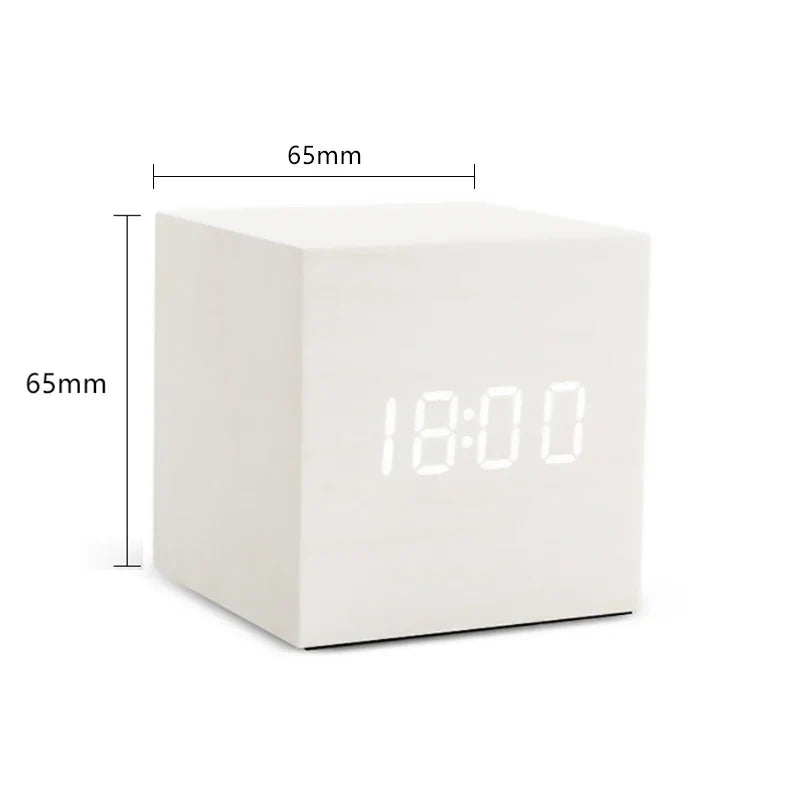 Modern Wooden Led Smart Alarm Clocks For Bedrooms Bedside Table Square Voice Control Desktop Digital Clock For Room