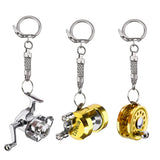 1Pcs Alloy Fishing Reel Drum Pendant Keychain Key Wheel Outdoor Fishing Tackle