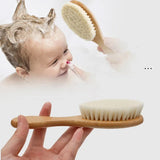 1pc Baby Care Pure Natural Wool Baby Wooden Brush Broken Soft Hair Cleaning Brush Massage Comb Baby Bath Tool