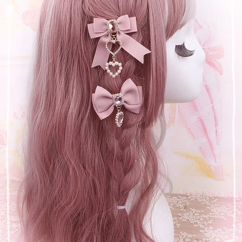 Bows hair clips popular hair catches lolita korean accessories for hair y2k bows for girls pink Lolita cosplay Popular Clips