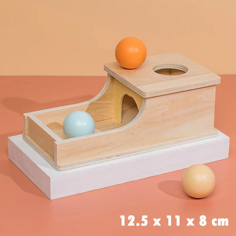 Kid Educational Toy Children Montessori Object Permanence Box Hammer Box Macaron Wooden Toys Coin Ball Textile Drum Drawer Box