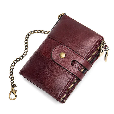 2024 New Men Wallet Genuine Leather Male Rfid s Hasp Double Zipper Design Coin Purse ID Card Holder Vintage Short