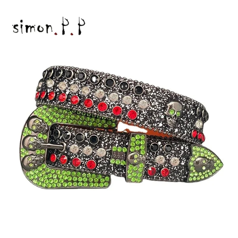 Punk Luxury Strap Diamond Belt Western Crystal Studded Belt Cowgirl Cowboy Rhinestone Belt For Women Men Jean Cinto De Strass