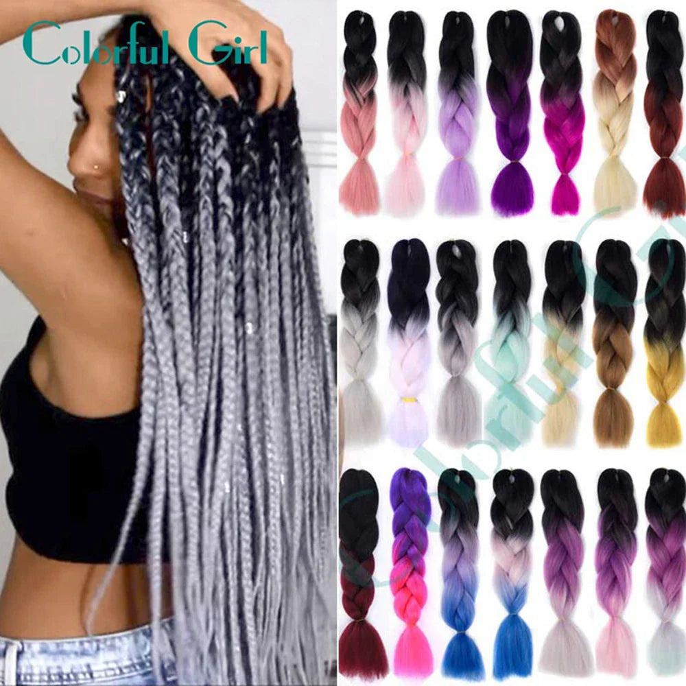 24Inch Synthetic Hair Extensions for Braids 100g/pc Jumbo Braiding Hair Kanekalon Colored Hair Pre Stretched Yaki Jumbo Braids