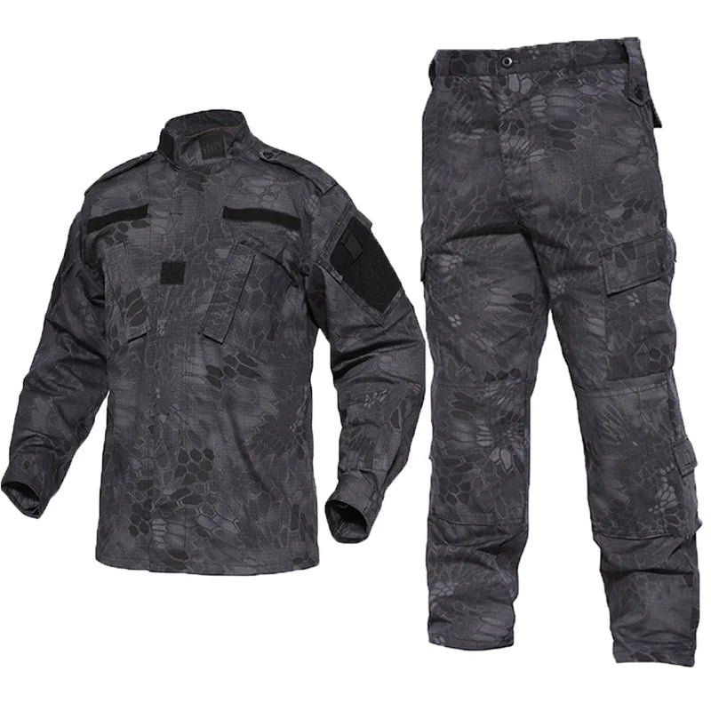 Men Army Green Multicam Camouflage Uniform Tactical Military Combat Black Shirts &Pants Airsoft Paintball Work Clothing Suit