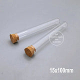 50pcs/lot Clear Lab Glass Test Tube with Cork Stoppers and Round Bottom, Small Science Vials  Educational and School Supplies