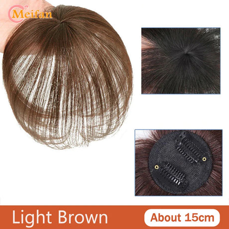 MEIFAN Synthetic False Bangs Clip-In Bangs Extension Natural Neat Fake Fringe Topper Hairpiece Invisible Clourse Hairpieces