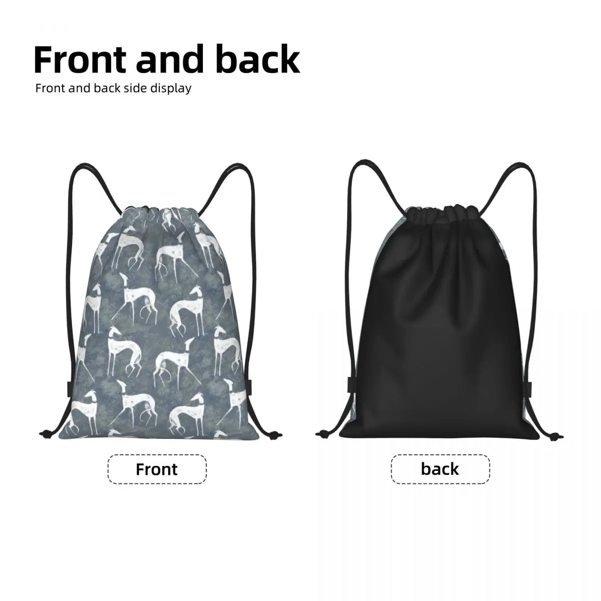 White Galgos Drawstring Bag Men Women Foldable Gym Sports Sackpack Whippet Greyhound Hound Dog Shopping Storage Backpacks