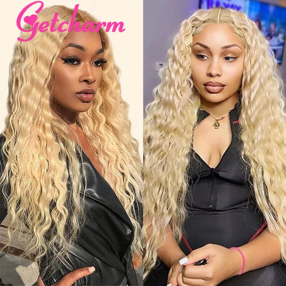 613 Blonde Deep Wave Frontal Wig 13x4 13x6 360 Transparent Lace Frontal Wig 4x4 Closure Malaysian Curly Human Hair Wig for Women