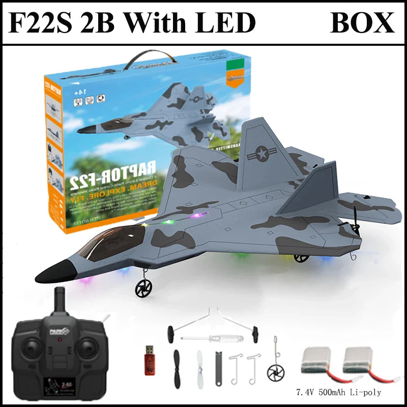 2024 New F22S 2.4G 4CH 3D6G RC Airplane Raptor F22 Warplane WLtoys A180 Upgrade Version LED Light With Gyroscope Out Door Toys