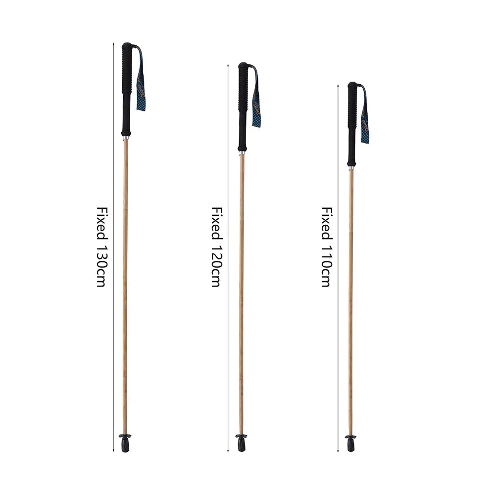 Bamboo Trekking Poles Carbon Fiber Hiking Sticks Portable 5-Section Foldable Outdoor Walking Sticks Walk Cane Climbing Equipment