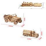 DIY Wooden Train Locomotive Puzzles Toys 3D Children Mechanical Assembling Educational Kids Ship Cars Trucks Model  Boys Gift