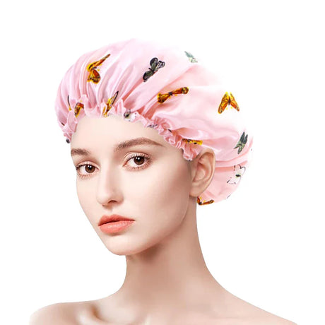 Women Satin Bonnets Printed Floral Edge Nightcap Fashion Imitated Silk Fabric Home Cap Lady Elastic Hair Care Beauty Makeup Hat