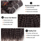 Afro Kinky Curly Bundles With Closure Transparent 4x4 Lace Free Part Natural Black Remy Human Hair Weave 10-30 inch BOBBI