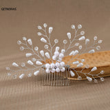 Wedding Pearl Flower Hair Combs Hair Accessories Hair Clips Hairpin Crystal Bride Headdress for Women Barrettes Hair Jewelry