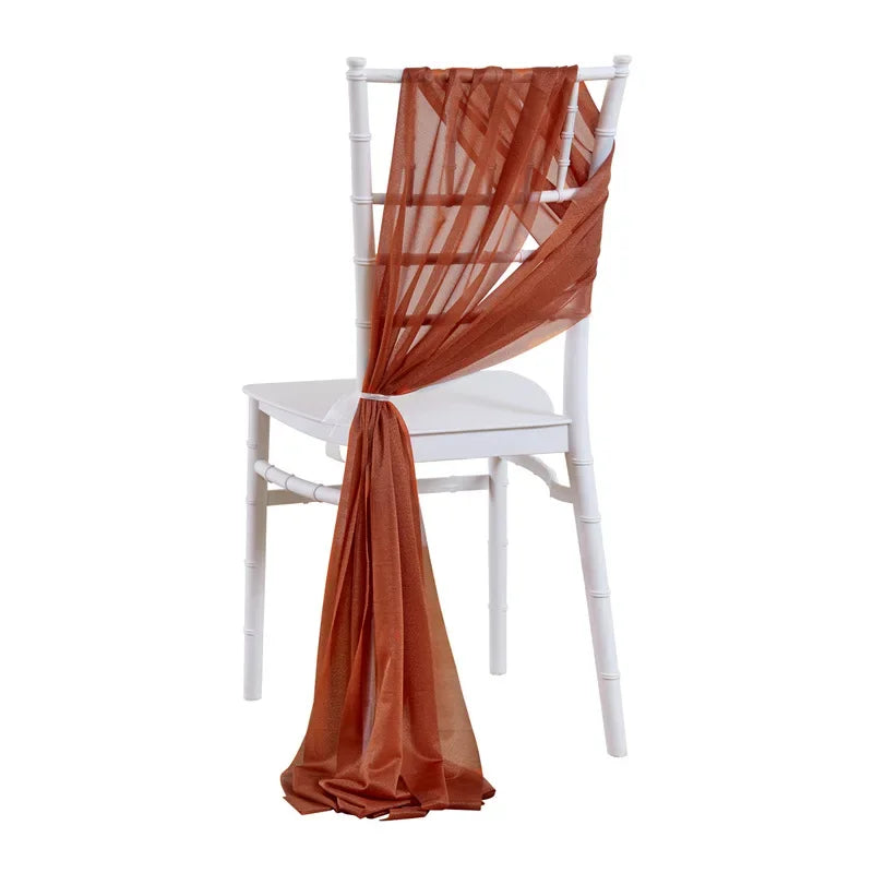 10/50PCS Chiffon Chair Sashes Wedding Chair Decoration 17x250cm For Wedding Aisle Decorations Party Banquet Event Baby Shower