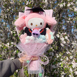 Cartoon My Melody Kuromi Cinnamoroll With graduation hats Handmade Sanrio Bouquet Valentine's Day Christmas Graduation Gifts