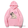 Plus Size Kawaii Cartoon Pug Dog Print Hooded Sweatshirt Women Men Hoodies Harajuku Female Pullover Casual Clothes Tops