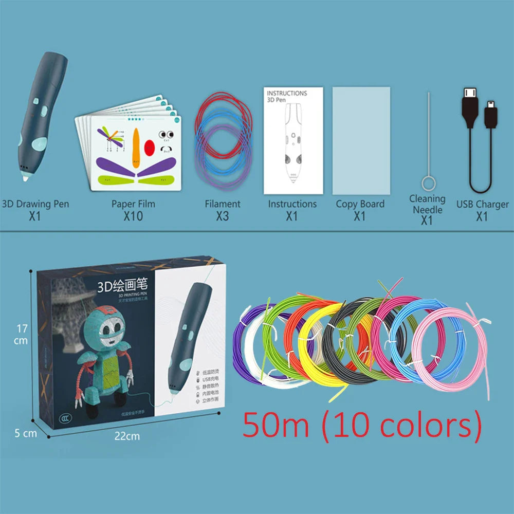 Wireless 3D Doodle Pen for Kids - Low Temp Creative Art Tool for Fun Crafts and Learning