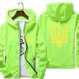 Men's Windbreaker Ukraine Ukrainian Logo Zipper Sports Pilot Thin Reflective Sunscreen Skin Ultra Light Jacket Coat Clothing 6XL