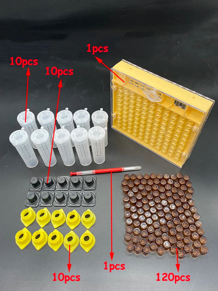 1SET Apiculture Kit Nicot Queen Bee Rearing Plastic Graft Larva Pen Hair Roller Cage Cell Protection Beekeeping Tool Supplies