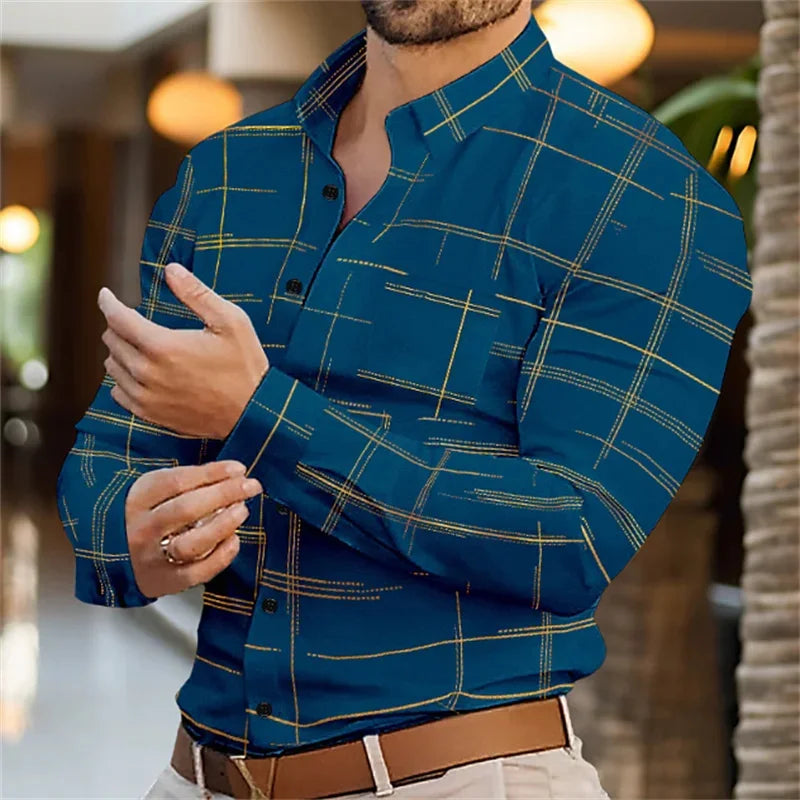 2024 Men's Shirt Long Sleeve Fashion Lapel Single Breasted Cardigan Hawaiian Casual Men's Shirt XS-6XL Real Pocket Shirt Summer